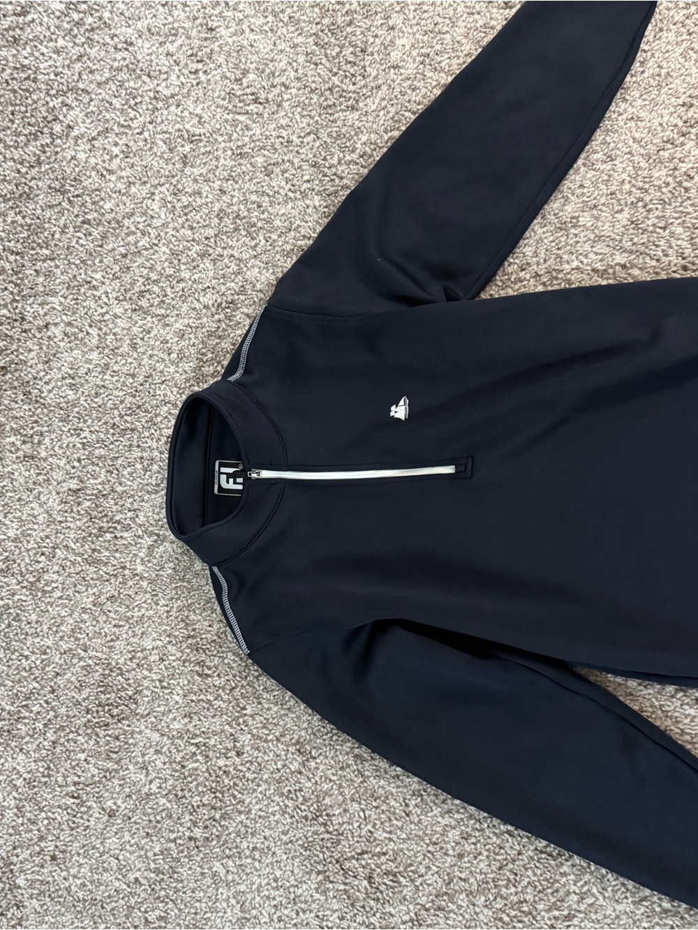FootJoy Black Half-Zip Golf Pullover with White Accents